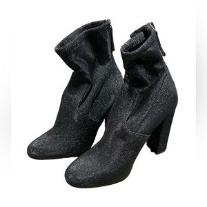 Steve Madden Metallic Gray Glitter Booties Brisk Women’s Size 7M Sock Style
